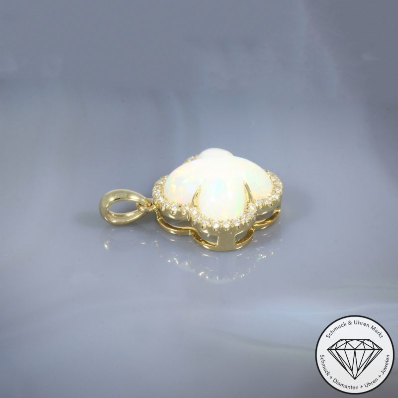 Wert 1850 € Brillant Opal Anhänger in 585er 14 K Gelbgold - H35
