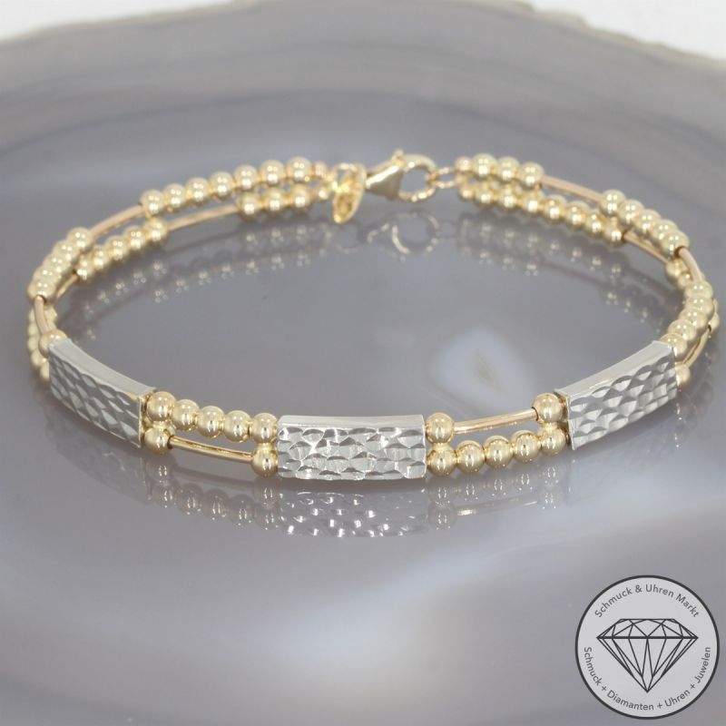 Wert 1850 € Bicolor Armreif 585er/14 Karat Gelb und Weiß Gold Durchmesser 17 cm – 106009