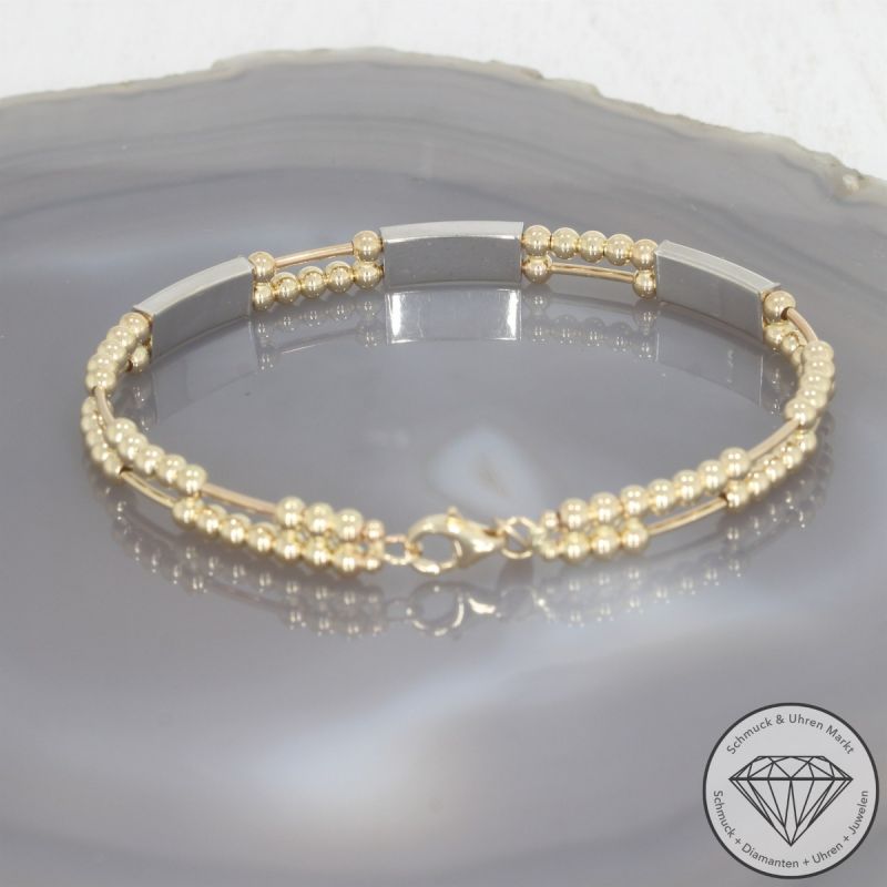 Wert 1850 € Bicolor Armreif 585er/14 Karat Gelb und Weiß Gold Durchmesser 17 cm – 106009