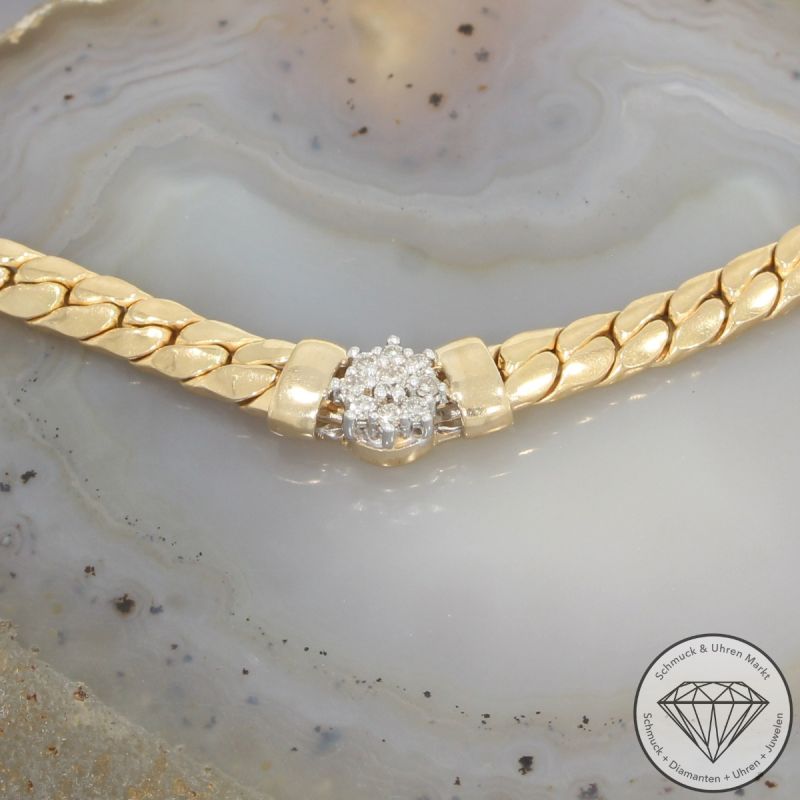 Wert 2390 € Brillant Collier (ca. 0,11 carat) in 585er 14 K Gelbgold - 106197