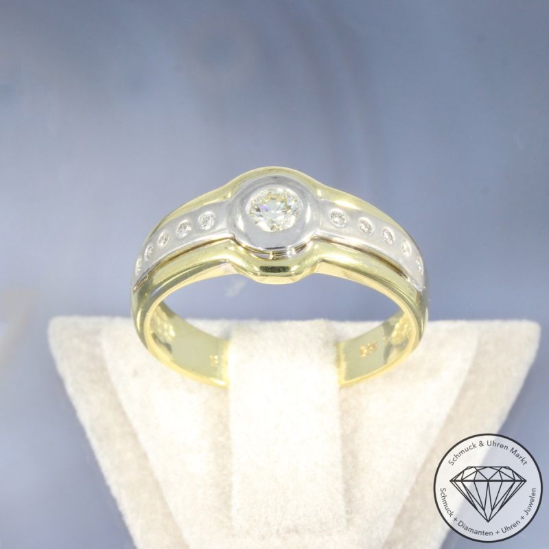 Wert 1790 € Bicolor Brillant Ring in 585er 14 K Gold - 106198