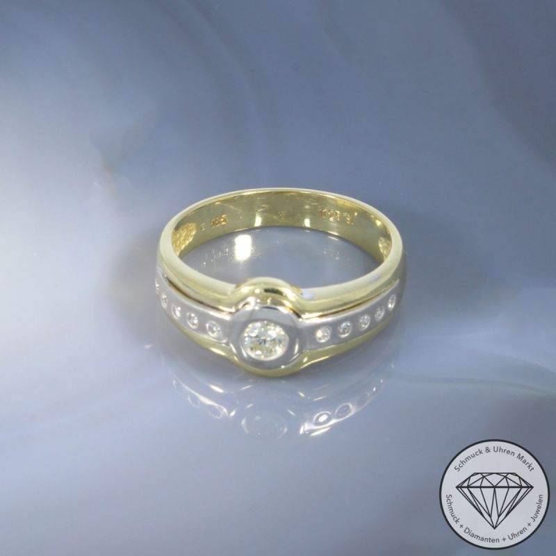 Wert 1790 € Bicolor Brillant Ring in 585er 14 K Gold - 106198
