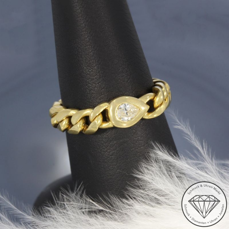 Wert 1850 € Diamant Ketten Ring (ca. 0,10 carat) in 750er 18 K Gelbgold - 106266
