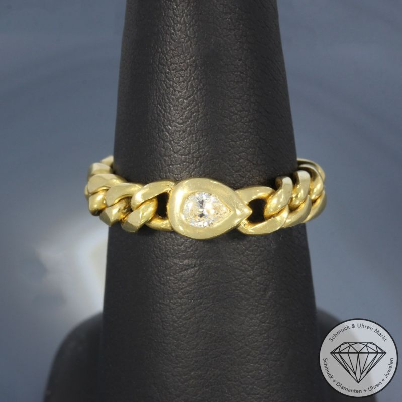 Wert 1850 € Diamant Ketten Ring (ca. 0,10 carat) in 750er 18 K Gelbgold - 106266