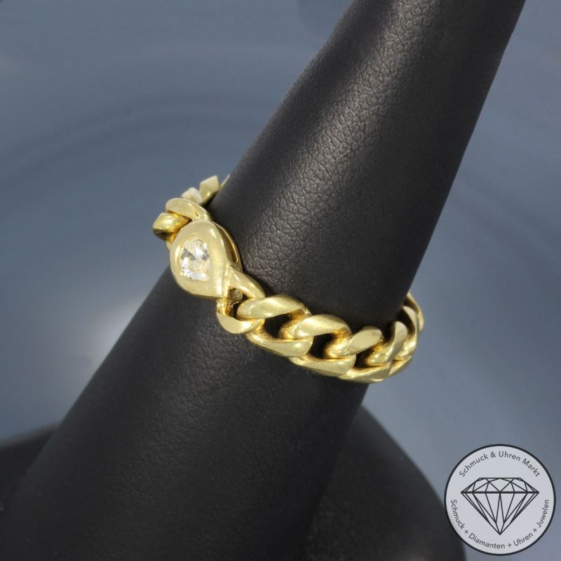Wert 1850 € Diamant Ketten Ring (ca. 0,10 carat) in 750er 18 K Gelbgold - 106266