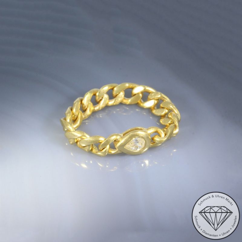 Wert 1850 € Diamant Ketten Ring (ca. 0,10 carat) in 750er 18 K Gelbgold - 106266