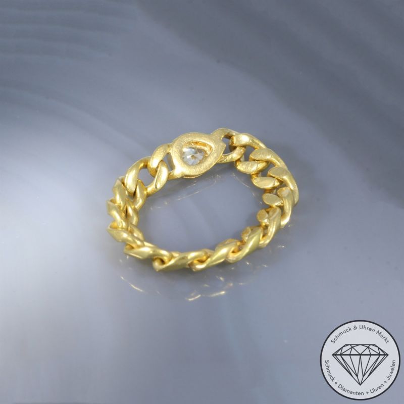 Wert 1850 € Diamant Ketten Ring (ca. 0,10 carat) in 750er 18 K Gelbgold - 106266