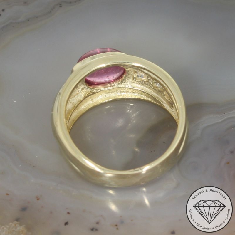 Wert 1900 € Brillant Rhodolith Ring in 585er 14 K Gelbgold - 106286