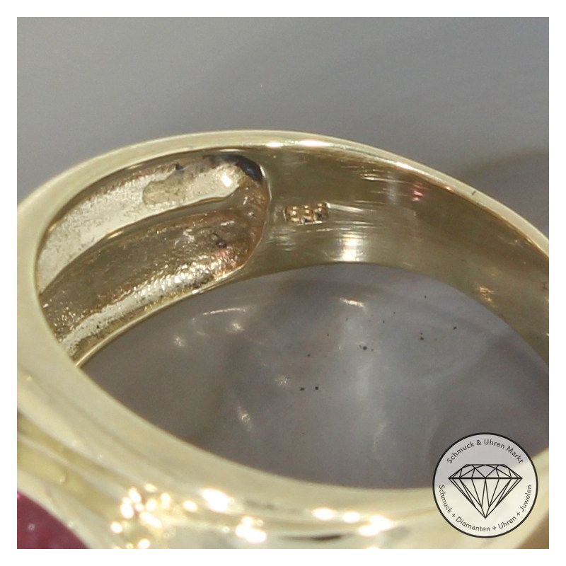 Wert 1900 € Brillant Rhodolith Ring in 585er 14 K Gelbgold - 106286
