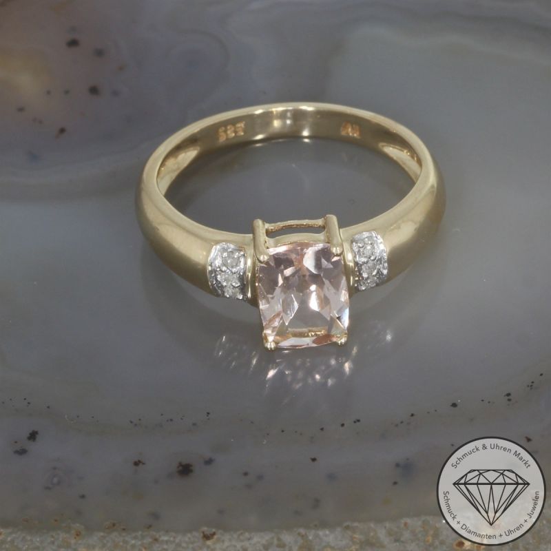 Wert 790 € Diamant Morganit Ring in 585er 14 K Gelbgold - 106287