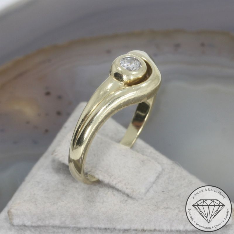 Wert 1290 € Solitär Brillant Ring (ca. 0,15 carat) in 585er 14 K Gelbgold - 106363