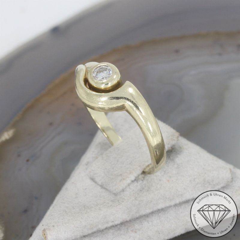 Wert 1290 € Solitär Brillant Ring (ca. 0,15 carat) in 585er 14 K Gelbgold - 106363