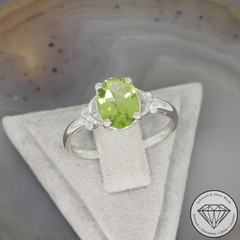Wert 750 € Diamant Peridot Ring in 750er 18 K Weißgold - 106438