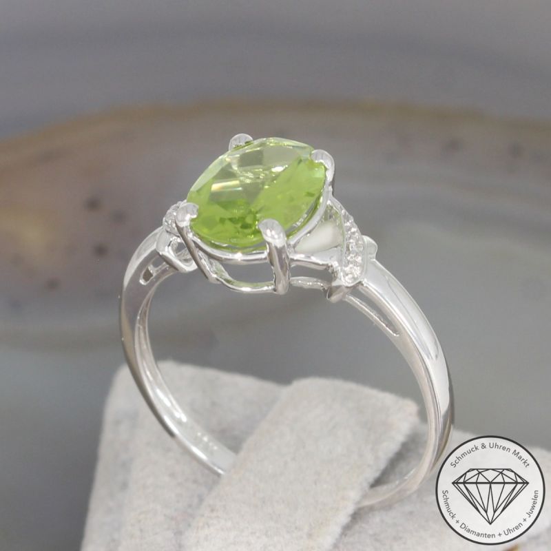 Wert 750 € Diamant Peridot Ring in 750er 18 K Weißgold - 106438