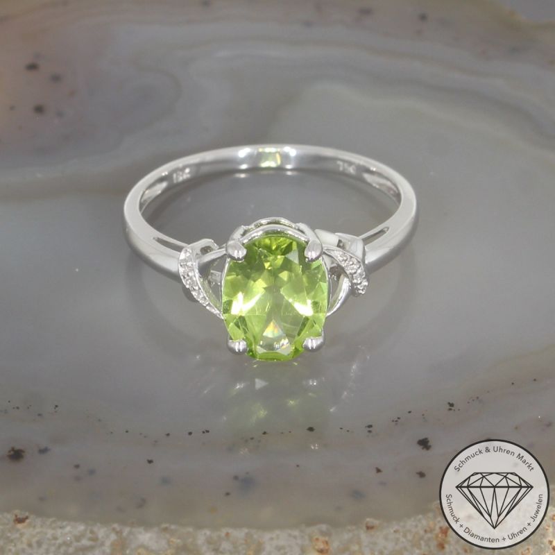Wert 750 € Diamant Peridot Ring in 750er 18 K Weißgold - 106438