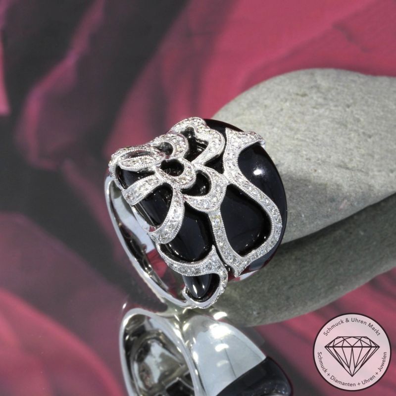 Wert 5999 € Brillant Onyx Ring in 750er 18 K Weißgold - 106440