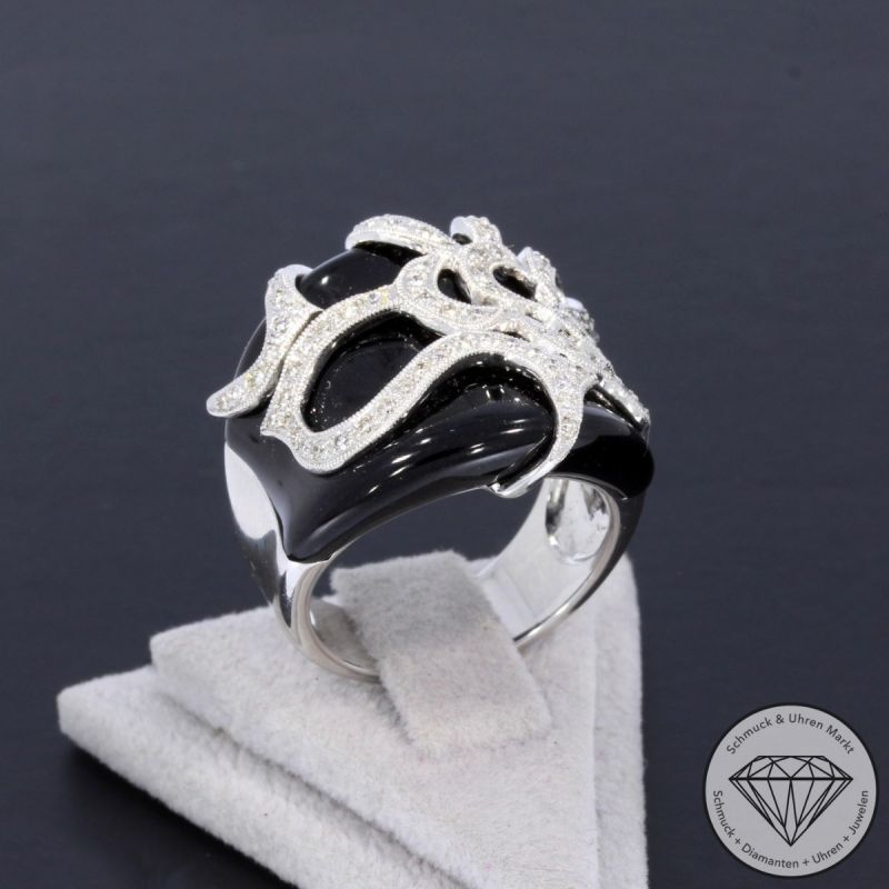 Wert 5999 € Brillant Onyx Ring in 750er 18 K Weißgold - 106440