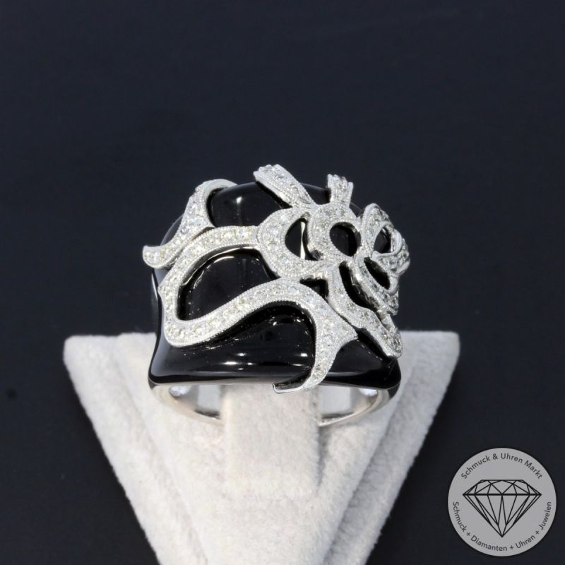 Wert 5999 € Brillant Onyx Ring in 750er 18 K Weißgold - 106440