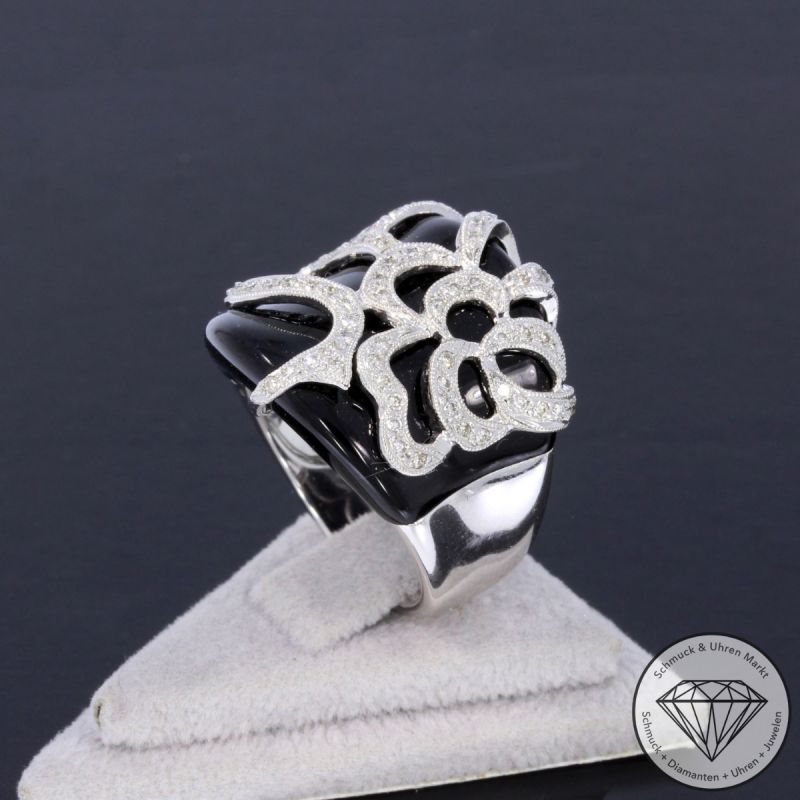 Wert 5999 € Brillant Onyx Ring in 750er 18 K Weißgold - 106440
