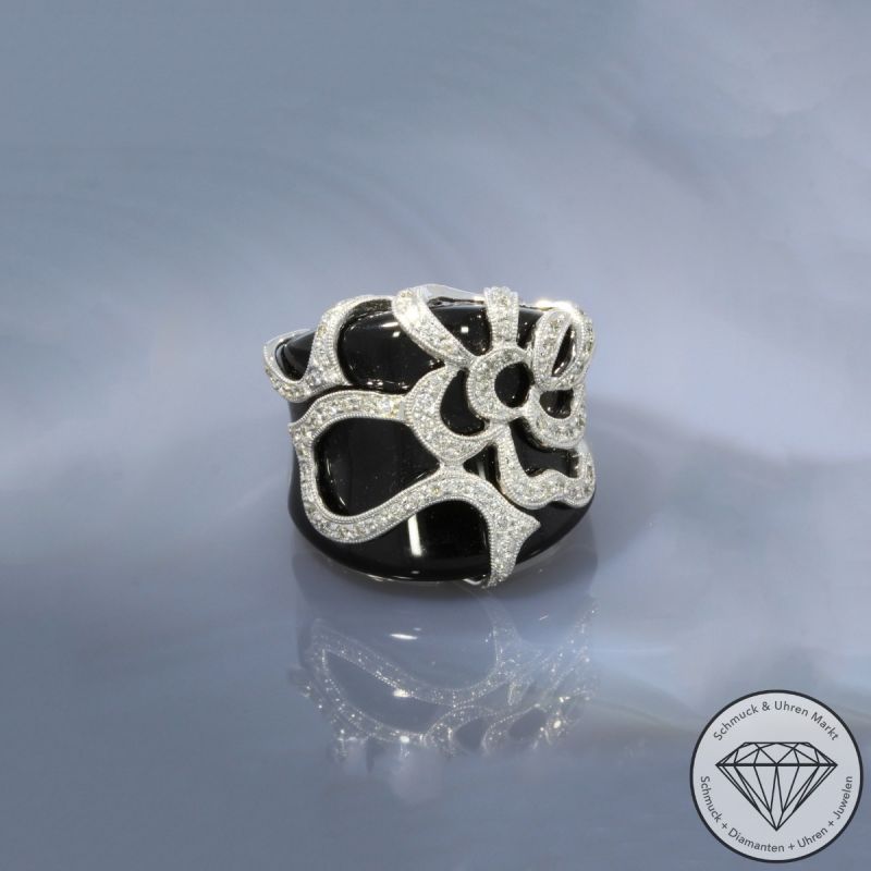 Wert 5999 € Brillant Onyx Ring in 750er 18 K Weißgold - 106440