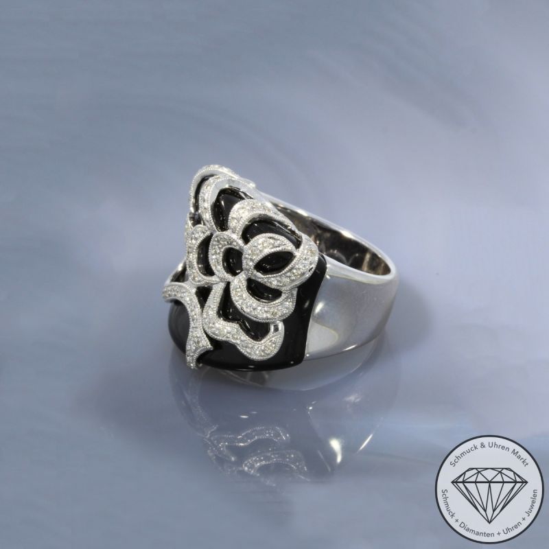 Wert 5999 € Brillant Onyx Ring in 750er 18 K Weißgold - 106440