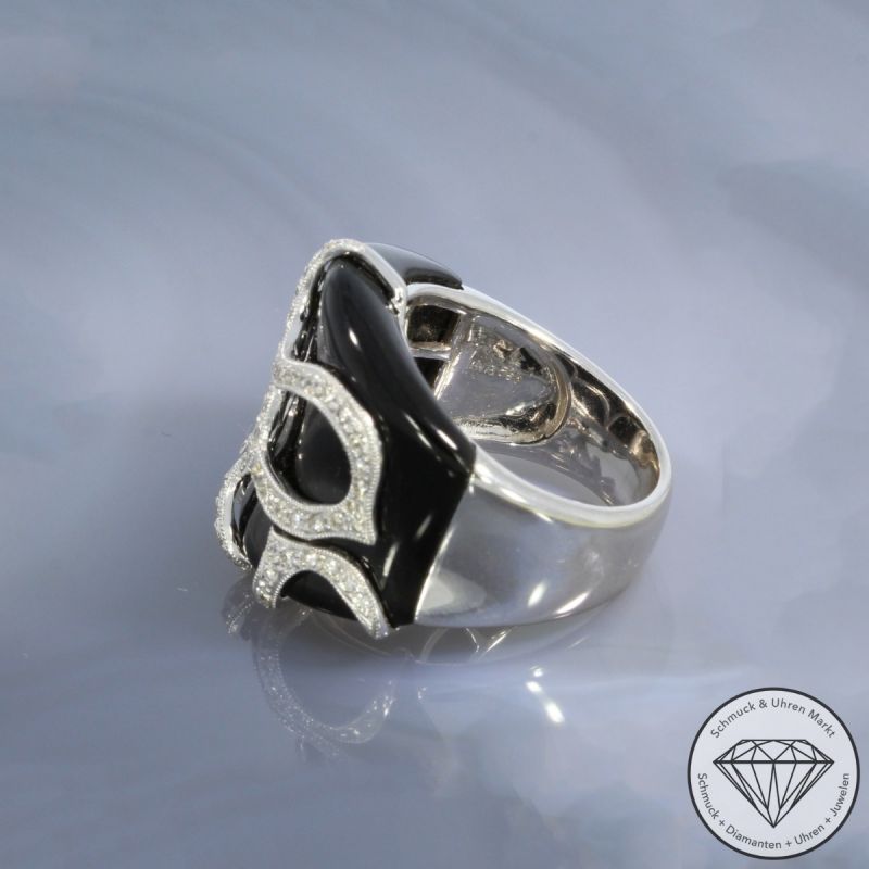 Wert 5999 € Brillant Onyx Ring in 750er 18 K Weißgold - 106440