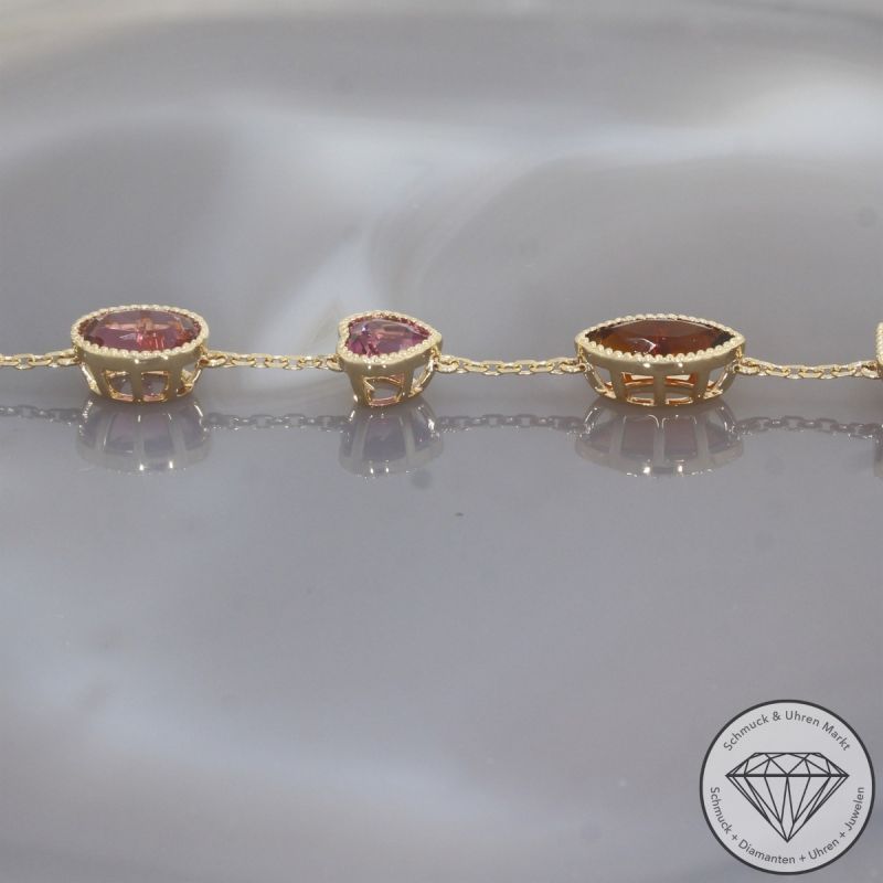 Wert 3600 € Farbedelstein Armband in 585er 14 K Gelbgold - 106443