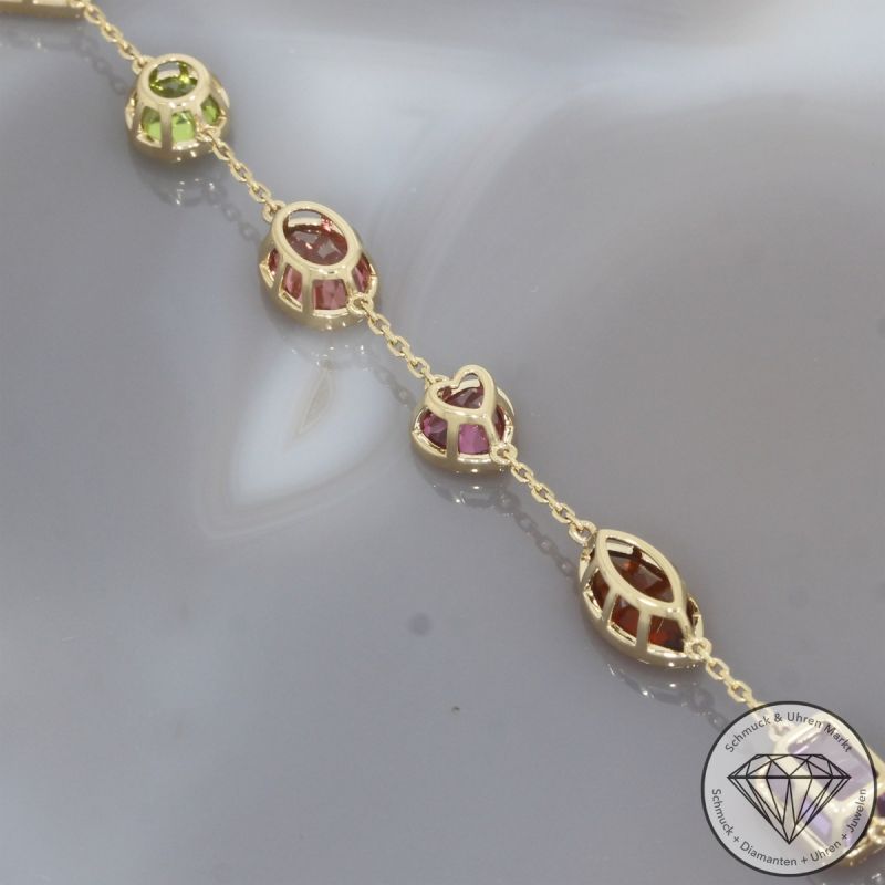 Wert 3600 € Farbedelstein Armband in 585er 14 K Gelbgold - 106443