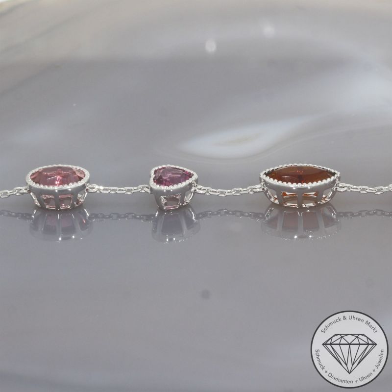 Wert 3600 € Farbedelstein Armband in 585er 14 K Weißgold - 106445