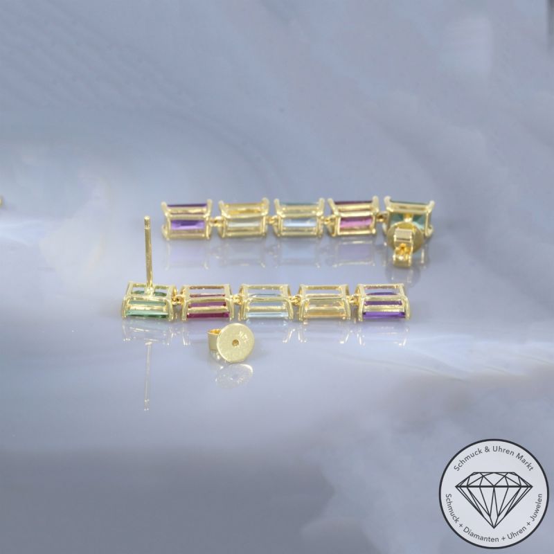 Wert 2490 € Farbedelstein Ohrringe in 585er 14 K Gelbgold - 106449