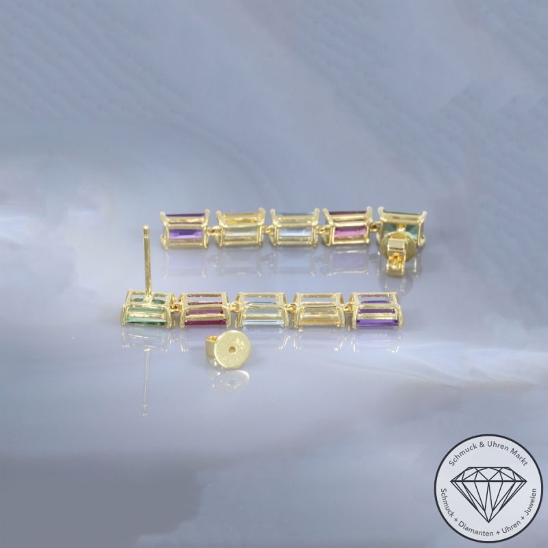 Wert 2490 € Farbedelstein Ohrringe in 585er 14 K Gelbgold - 106449