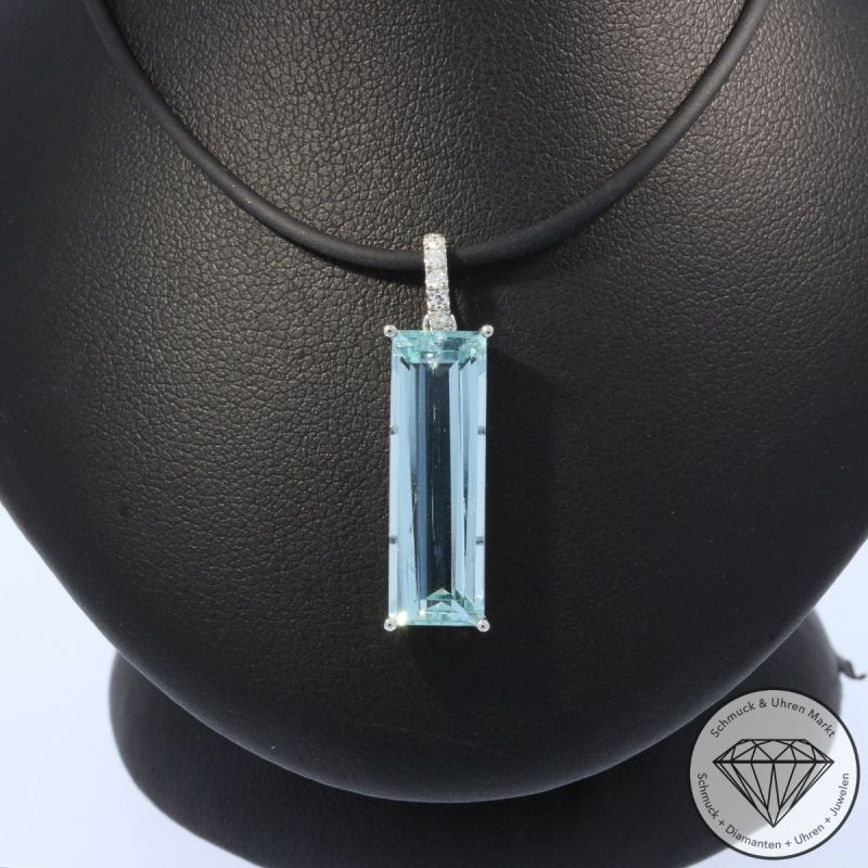 Wert 1850 € Diamant Aquamarin Anhänger in 585er 14 K Weißgold - 106452