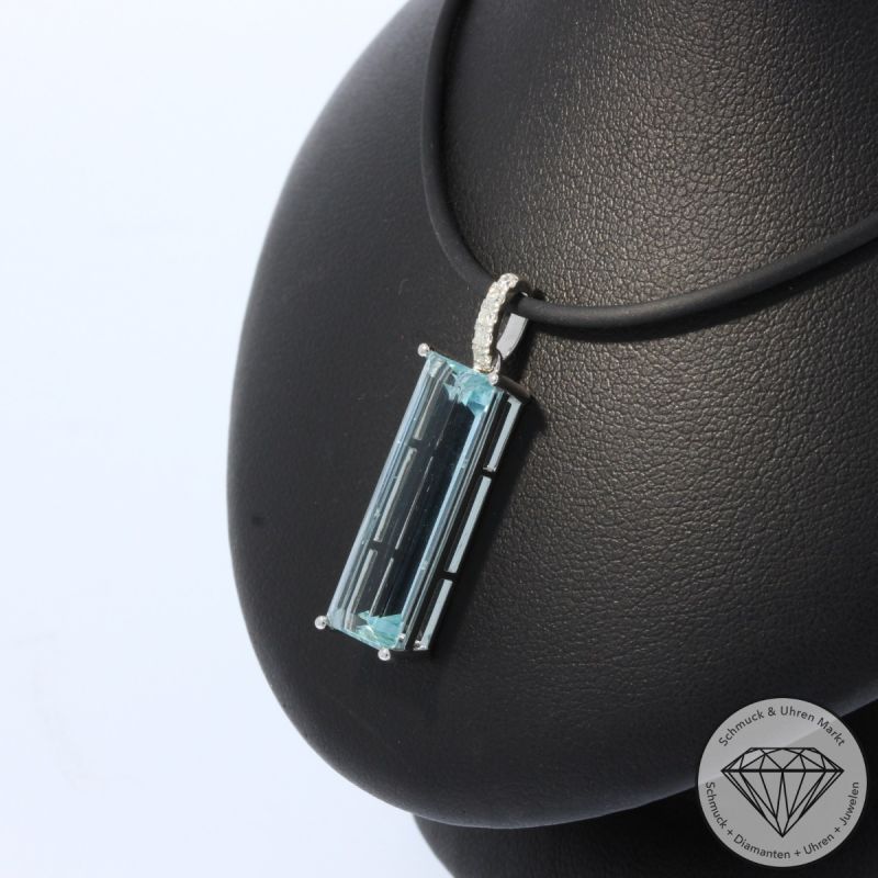 Wert 1850 € Diamant Aquamarin Anhänger in 585er 14 K Weißgold - 106452