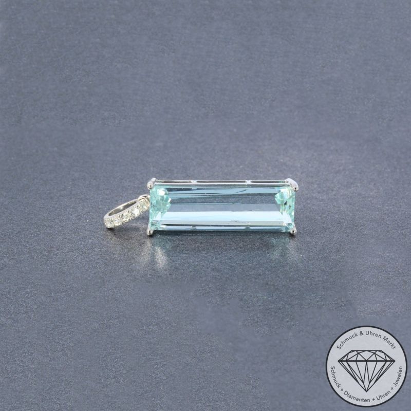 Wert 1850 € Diamant Aquamarin Anhänger in 585er 14 K Weißgold - 106452