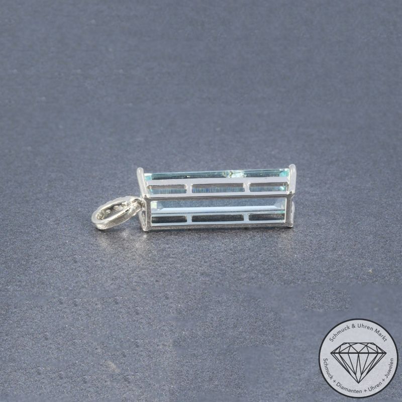 Wert 1850 € Diamant Aquamarin Anhänger in 585er 14 K Weißgold - 106452