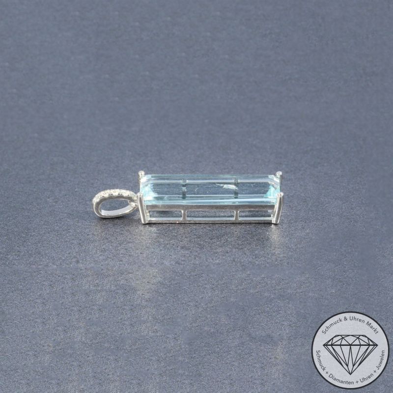 Wert 1850 € Diamant Aquamarin Anhänger in 585er 14 K Weißgold - 106452