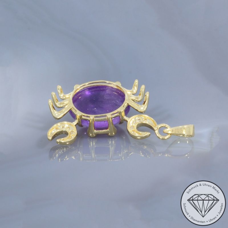 Wert 2350 € Brillant Amethyst Rubin Anhänger Krebs in 585er 14 K Gelbgold - 106455