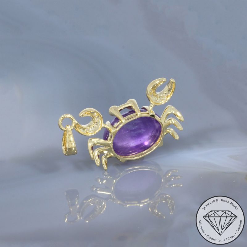 Wert 2350 € Brillant Amethyst Rubin Anhänger Krebs in 585er 14 K Gelbgold - 106455