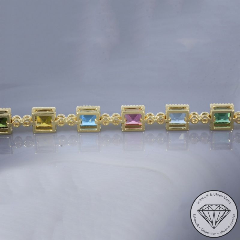 Wert 5590 € Brillant Farbedelstein Armband in 585er 14 K Gelbgold - 106464