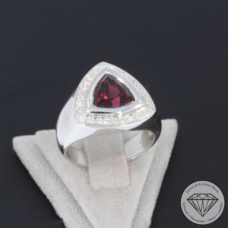 Wert 5850 € Brillant Rubin Ring in 750er 18 K Weißgold - 106465