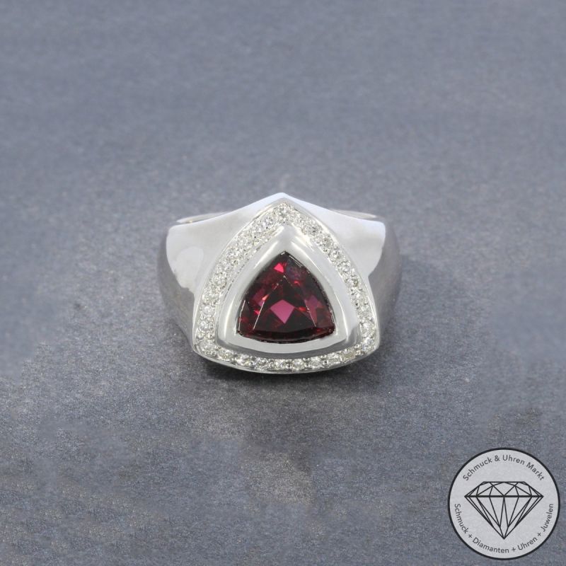 Wert 5850 € Brillant Rubin Ring in 750er 18 K Weißgold - 106465