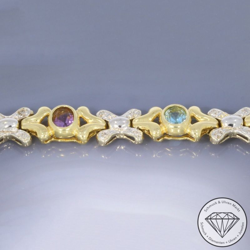 Wert 5890 € Bicolor Diamant Farbedelstein Armband in 585er 14K Gold - 106469