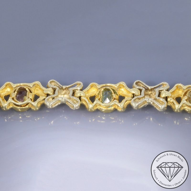 Wert 5890 € Bicolor Diamant Farbedelstein Armband in 585er 14K Gold - 106469