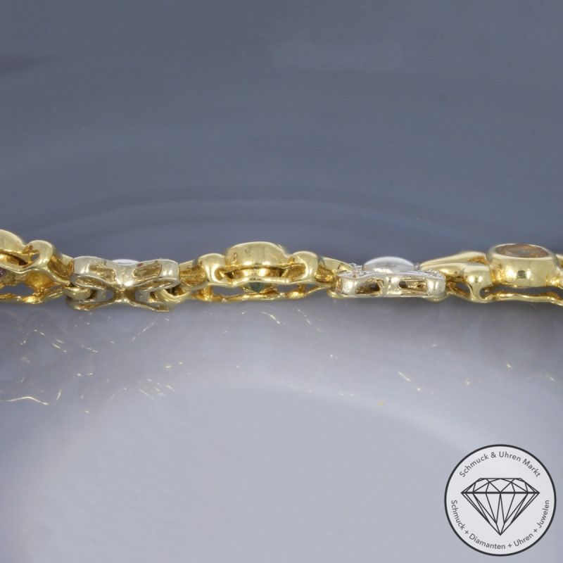 Wert 5890 € Bicolor Diamant Farbedelstein Armband in 585er 14K Gold - 106469