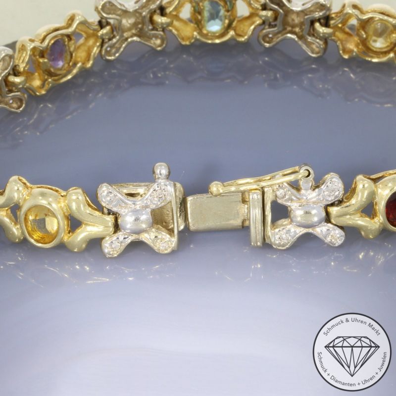 Wert 5890 € Bicolor Diamant Farbedelstein Armband in 585er 14K Gold - 106469