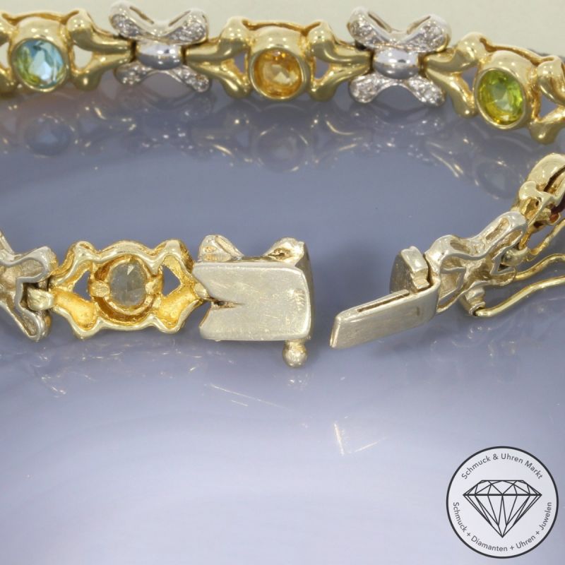 Wert 5890 € Bicolor Diamant Farbedelstein Armband in 585er 14K Gold - 106469