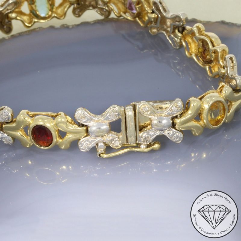 Wert 5890 € Bicolor Diamant Farbedelstein Armband in 585er 14K Gold - 106469