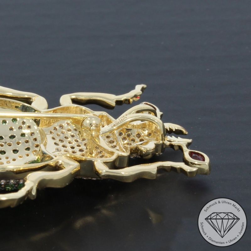Wert 14390 € Brillant Farbedelstein Anhänger Brosche Käfer in 585er 14 K Gold - 106474