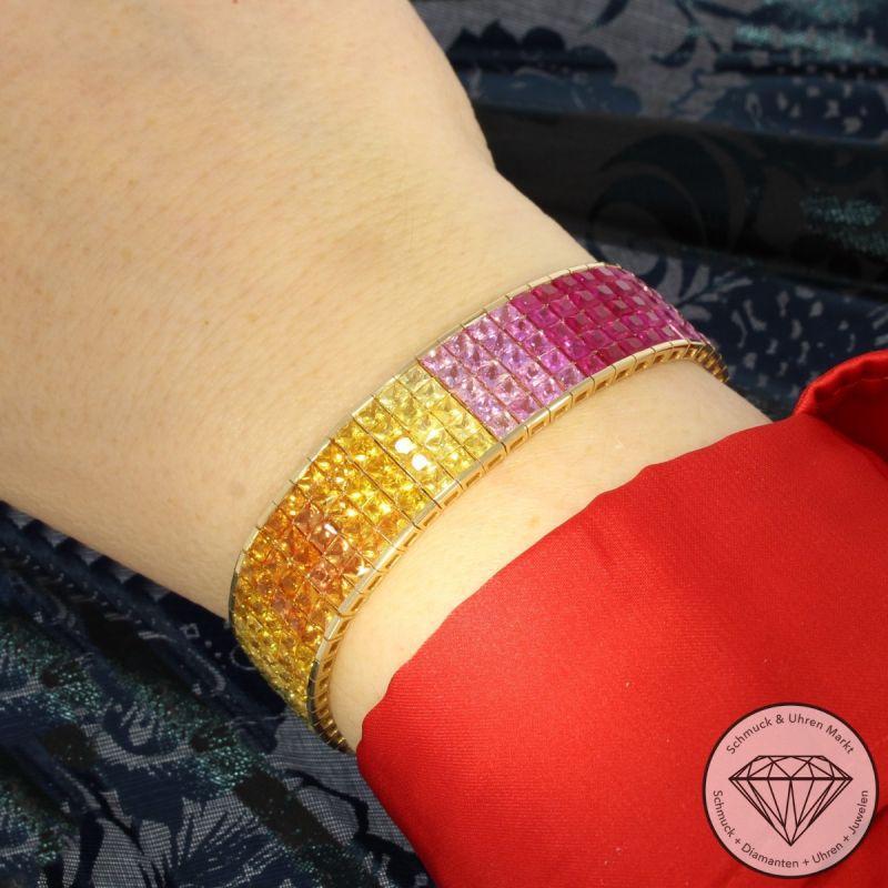 Wert 31690 € Saphir Armband in 585er 14 K Gelbgold - 106476