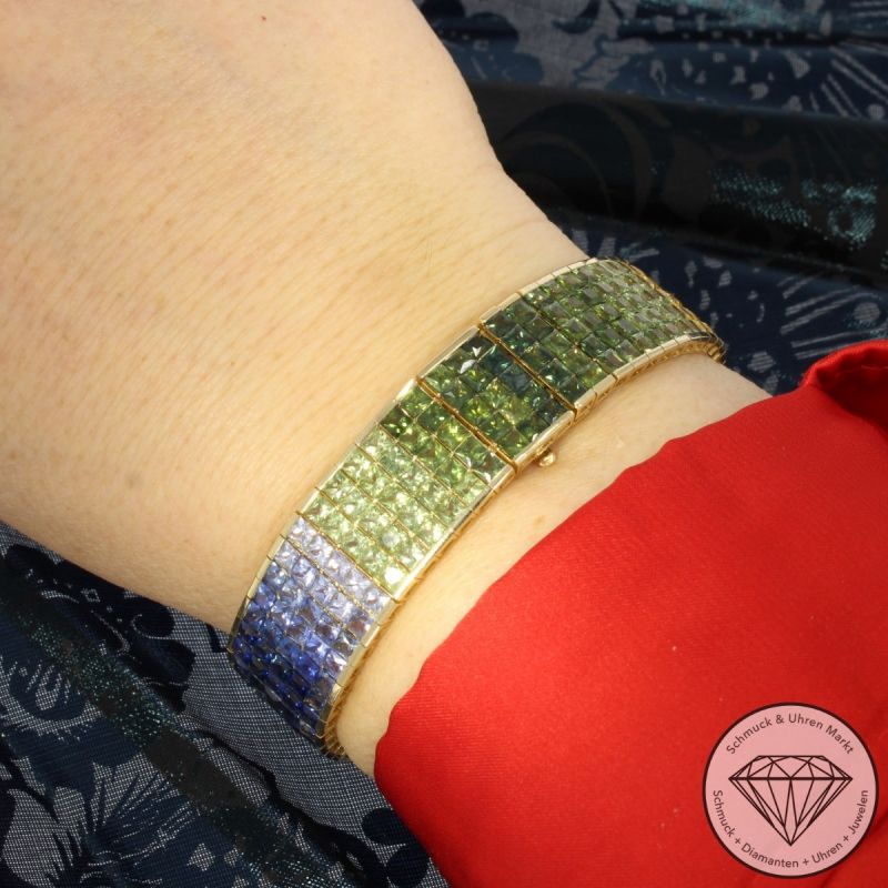 Wert 31690 € Saphir Armband in 585er 14 K Gelbgold - 106476